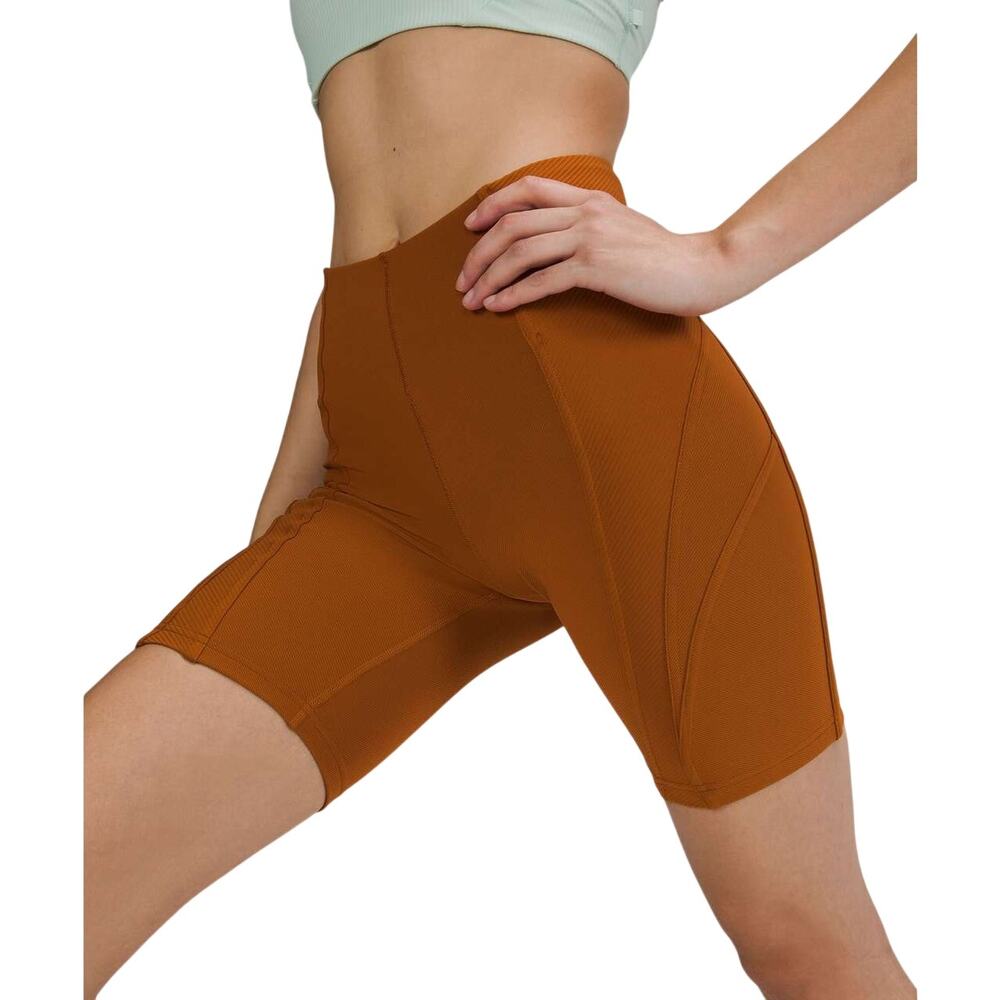Lululemon Ribbed High-Rise Yoga Short 8" Butternut Brown Size 6 Biker Cycle Run